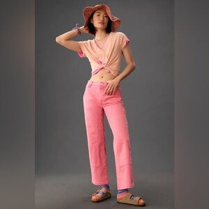 Pistola Ashton Straight-Leg Carpenter Ankle Pants in Pink Punch